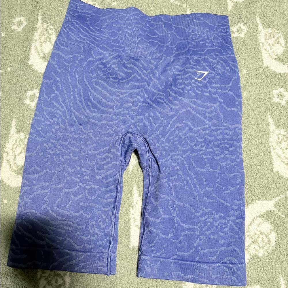 Blue Patterned Biker Shorts